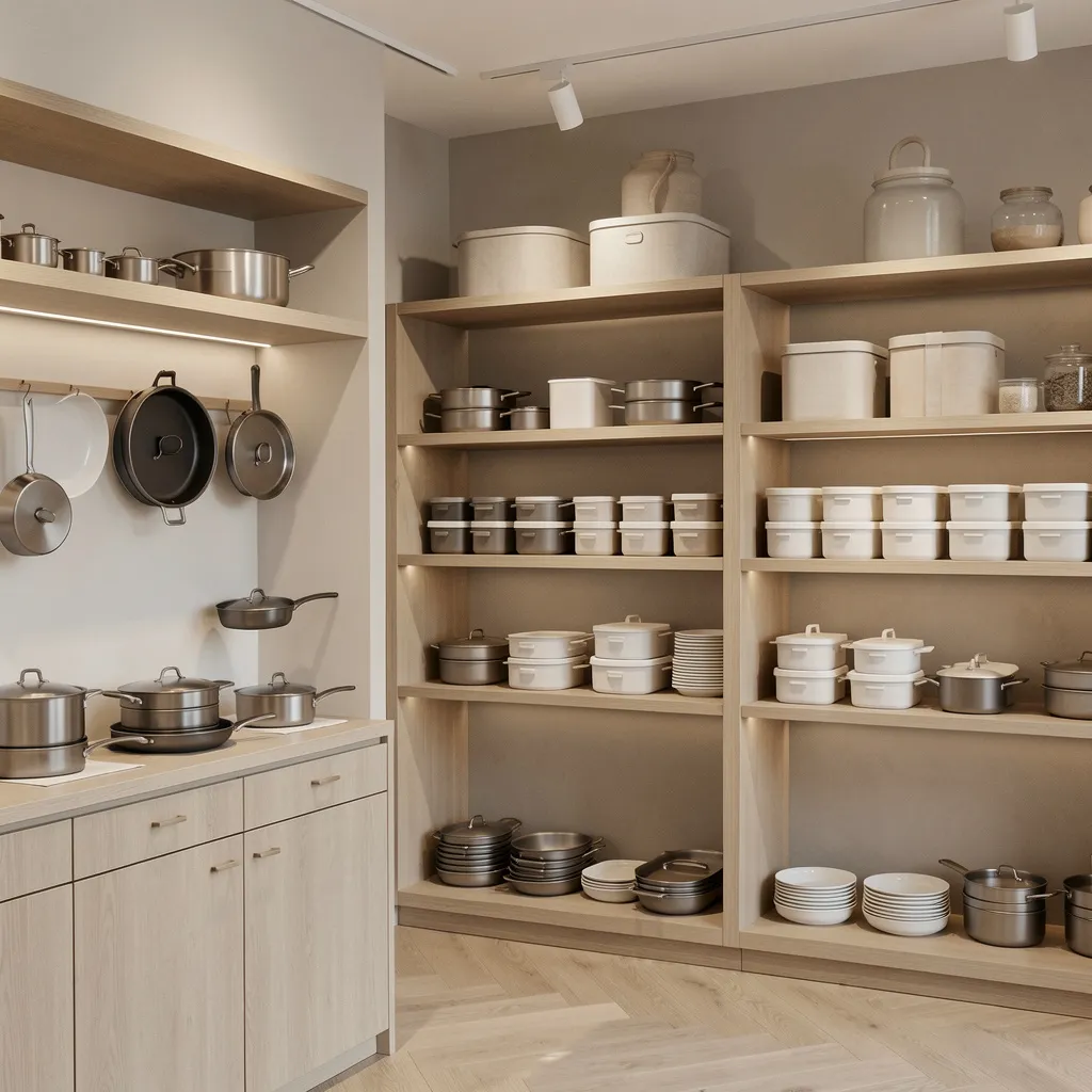 Compact kitchen interior with storage